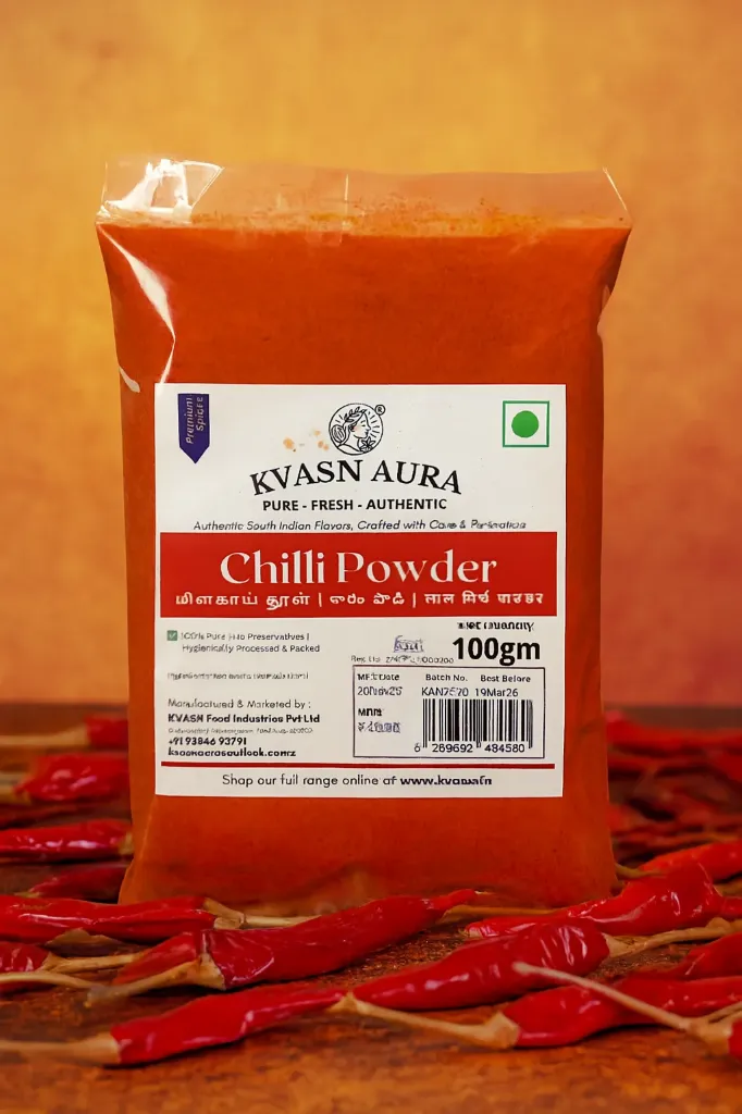 KVASN Aura Sun-Dried Red Chilli Powder - Stemless & Pure