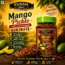 KVASN Aura Andhra Special Mango Pickle | Traditional Spicy Raw Mango Pickle | Homemade Style | Premium Quality Ingredients - 250 Grams