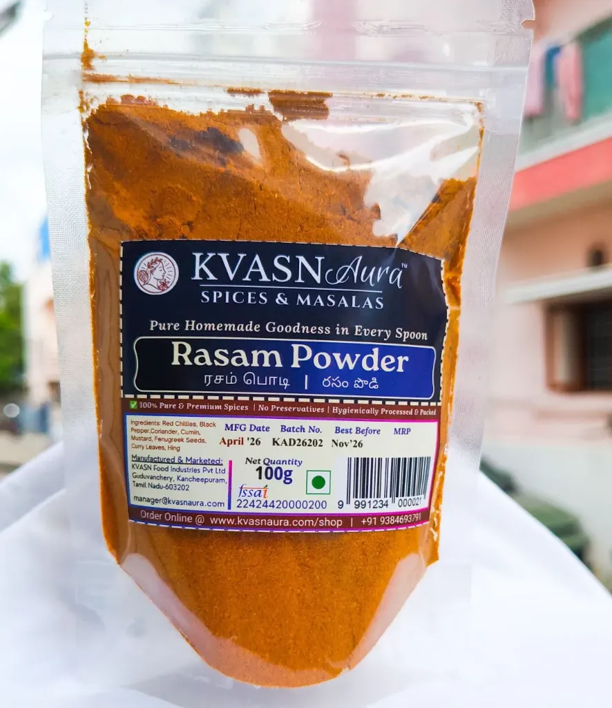 KVASN Aura Rasam Powder Masala | Fresh South Indian Spice Mix | Traditional Rasam Powder | Pure & Chemical-Free | Strong Aroma | Premium Bottled Pack