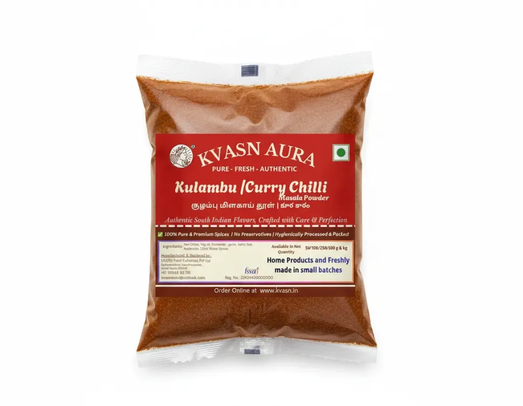 [KVASNAURA-PKT-RCP-100G-PP] 100 Grams - KVASN Aura Chilli Powder |மிளகாய் தூள் | కారం పొడి – Pure Heat, Perfect Flavor | No Additives or Preservatives 
