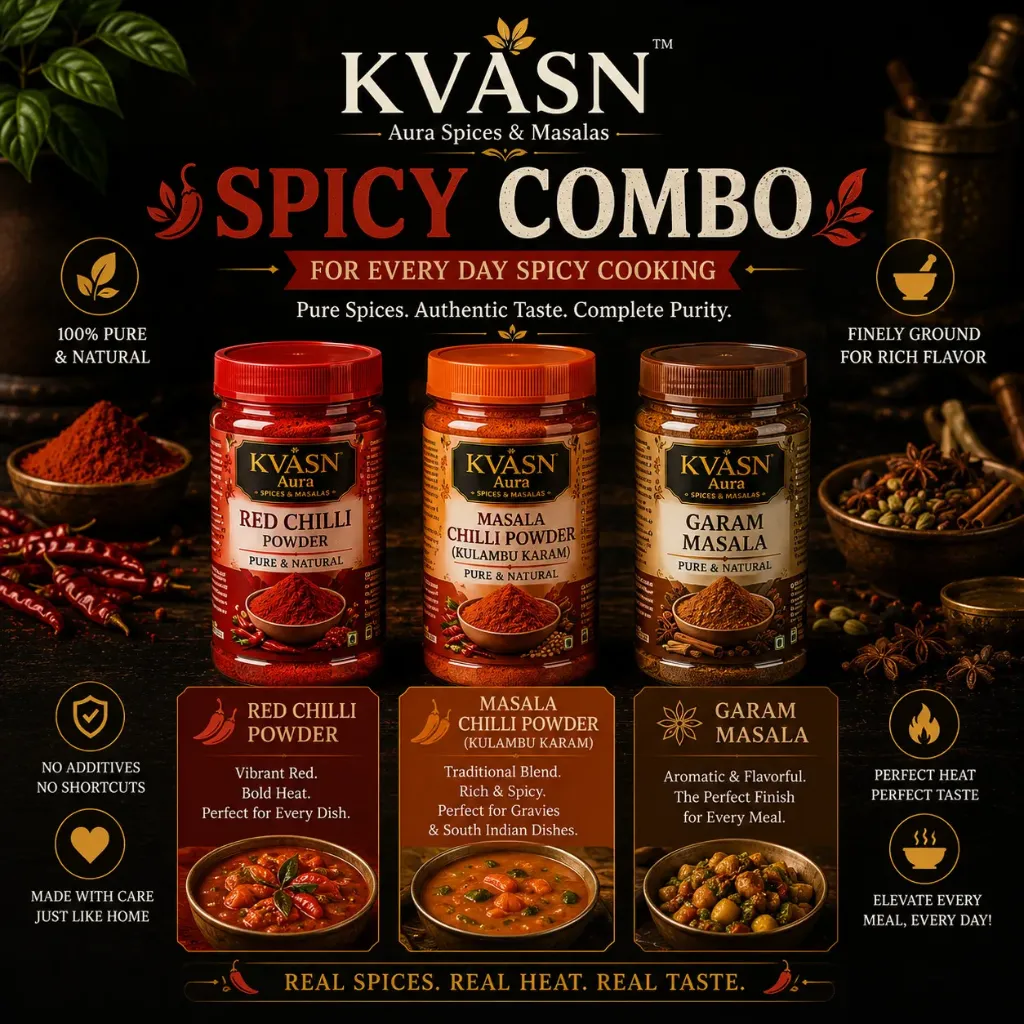 KVASN Aura Spicy Combo (SPC) – Bold & Fiery Flavor Essentials Pack of 3*100g