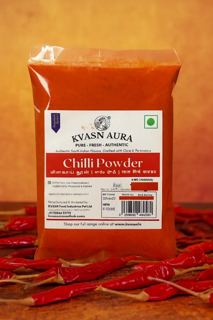KVASN Aura Premium Red Chilli Powder – Freshly Ground, Homemade | Authentic Spice | Value Pack (250g / 500g / 1kg)