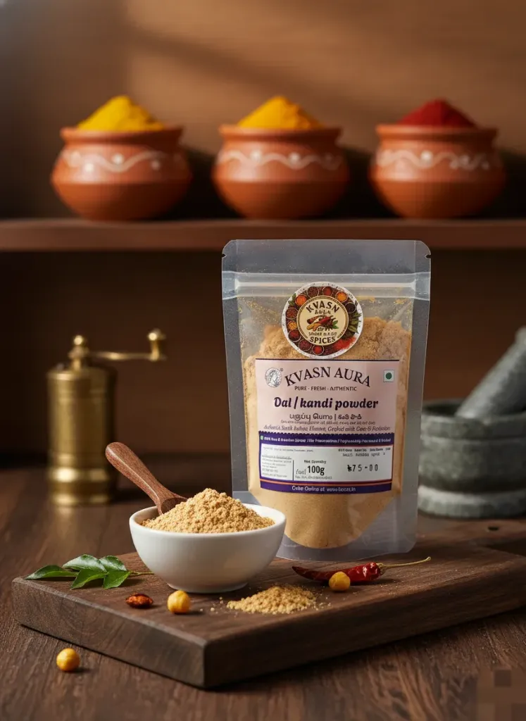 100 Gram- Kandi Podi (Andhra Gunpowder)- Paruppu/Chutney powder- Authentic Home made | No Artificial Additives | Made in Small Batches | 100% Natural Ingredients| Traditional Recipe - 'KVASN Aura Spices & Masalas'