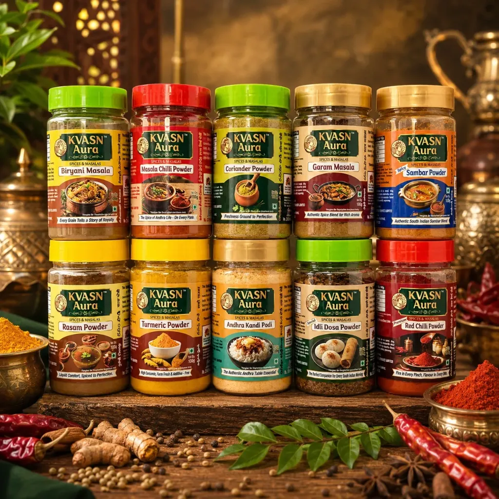 KVASN Aura Monthly Spice + Pickle Combo (FMS) – Complete Kitchen Luxury Pack 10*100g+1*250g