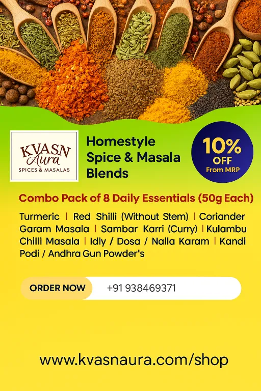KVASN Aura Daily Essentials Homemade Spice Combo - 8 Varieties x 50 g